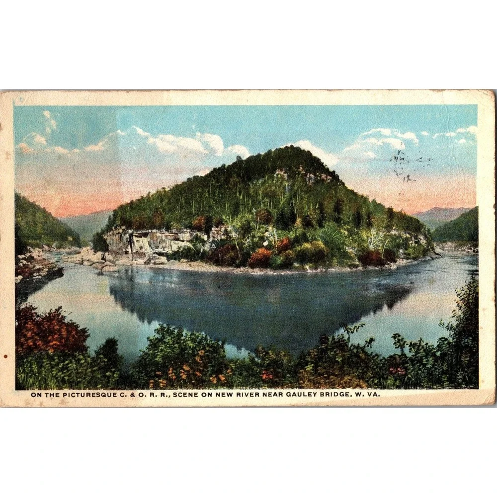 Vintage Scenic New River Near Gauley Bridge West Virginia Postcard 1916